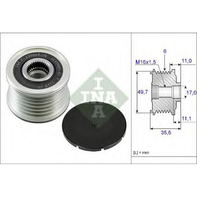 Обгонная Муфта Генератора Меrсеdеs 200-320 Сdi W203,211 INA 535008610