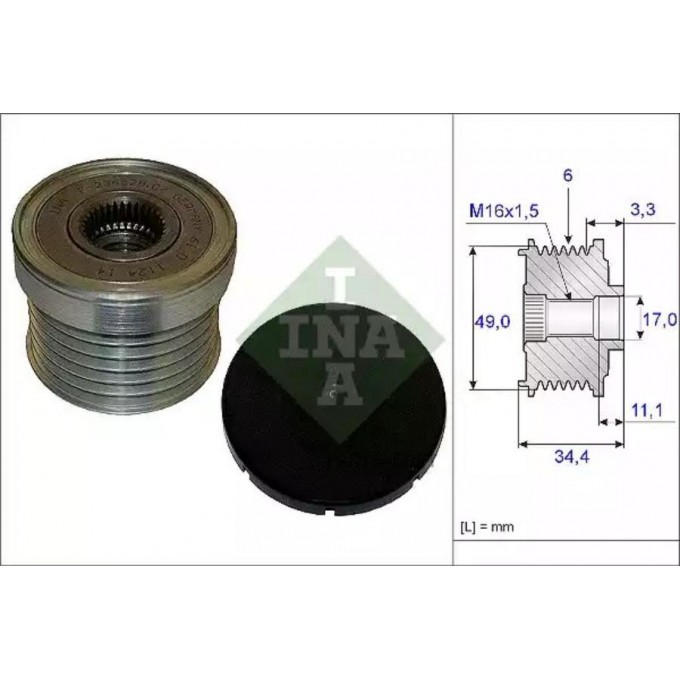 535 0183 10_шкив генератора bmw e46/81/87/90 1.6i-3.0i 01> 535018310