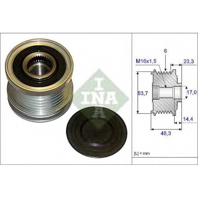 Шкив генератора INA для Opel Astra, Insignia, Zafira 2.0 08/Saab 9-5 2.0tid 10 535020410